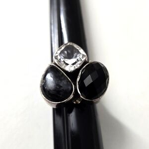 'Arya' Sterling Silver 925 Elegant Black Ring